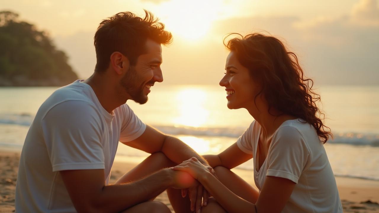 Couple practicing healthy communication and conflict resolution techniques